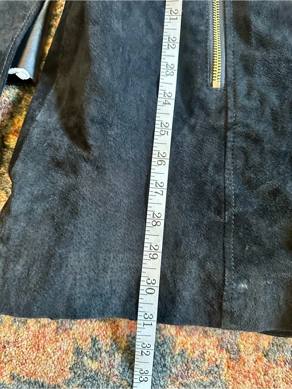 Women's Black Suede & Leather Trench Coat